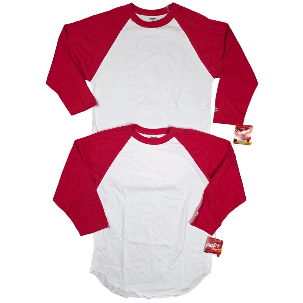 Rawlings Baseball Raglan 3/4 Sleeve Shirt 2-Pack Adult Size M Baseball Core